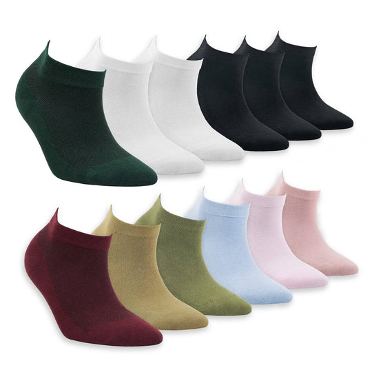 Women’s bamboo ankle socks 12-pack, assorted dark and light colors