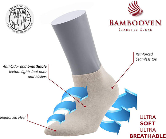 Bambooven bamboo diabetic-style socks with reinforced heel and seamless toe