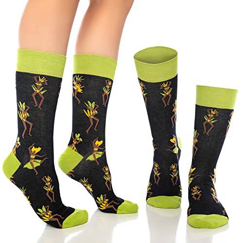 Black crew socks with playful cat silhouettes, neon green heels and toes