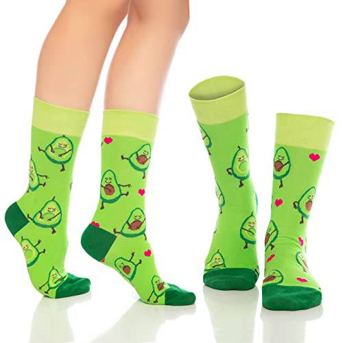 Grüne Fun-Crew-Socken mit Cartoon-Avocado- und Herzmotiven