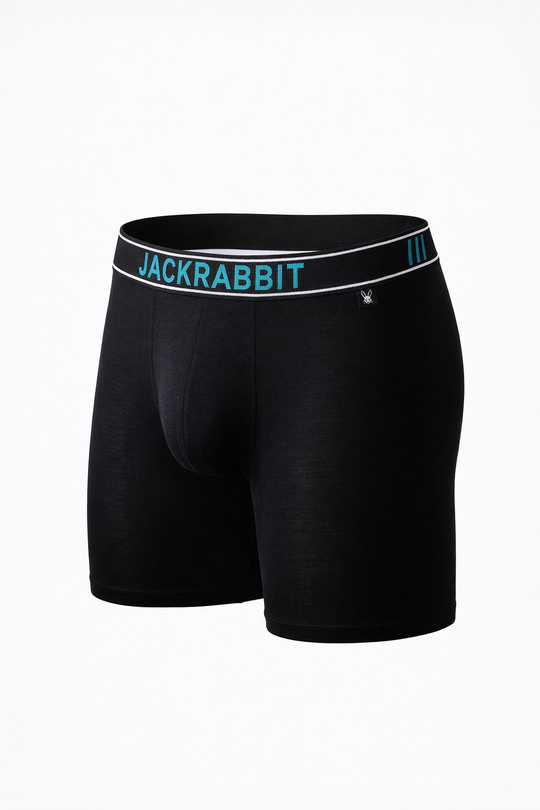 Schwarze Jackrabbit Modal Boxer Briefs mit Logo-Bund und Zierstreifen