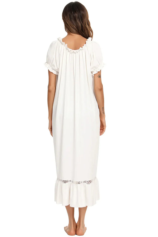 Lace Detail Short Sleeve Lounge Dress