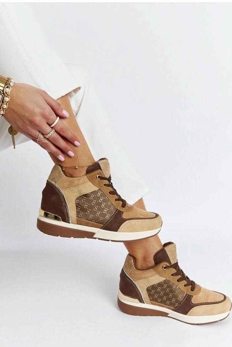 Chestnut brown Solea sneakers with monogram panel, lace-up and cushioned sole
