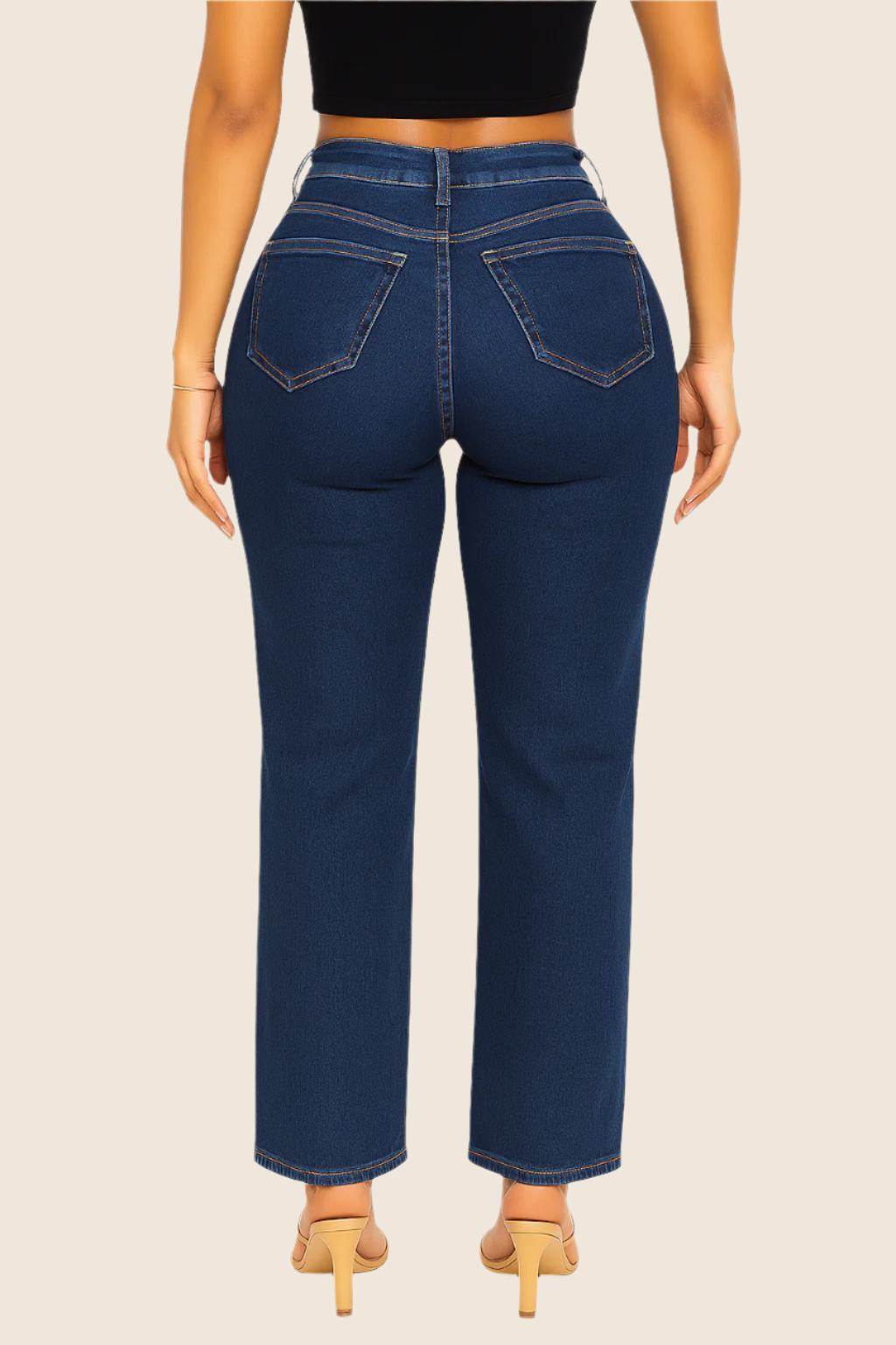 Dark-blue Snatch Factor jeans with back yoke and curved rear pockets