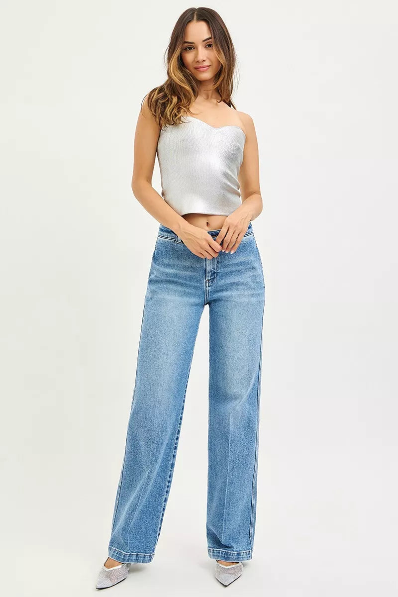 Be Bliss Boutique Jeans, Medium-Wash; lässig gerade geschnitten