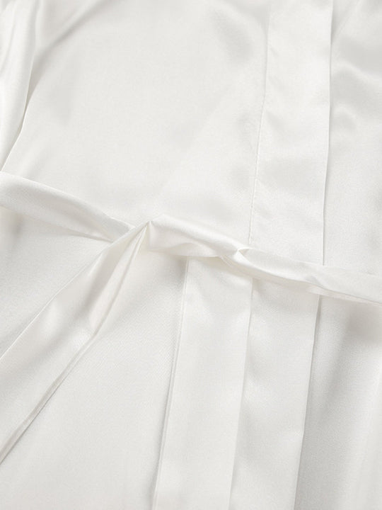 White lounge set fabric with pleated drape detail