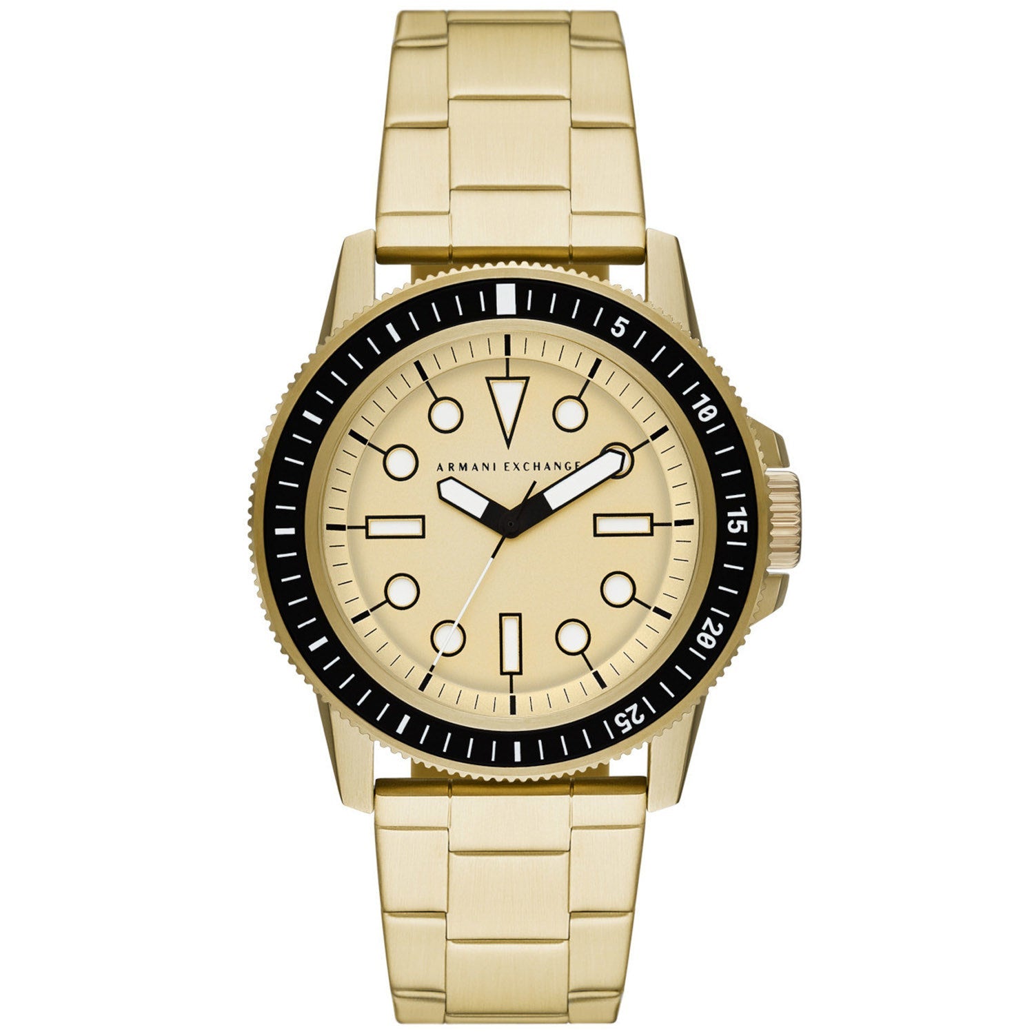 Herren Classic Uhr mit goldfarbenem Gliederarmband und beigem Zifferblatt