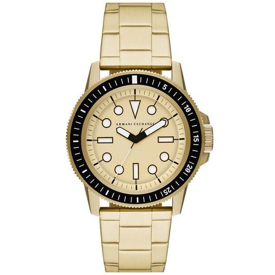 Herren Classic Uhr mit goldfarbenem Gliederarmband und beigem Zifferblatt