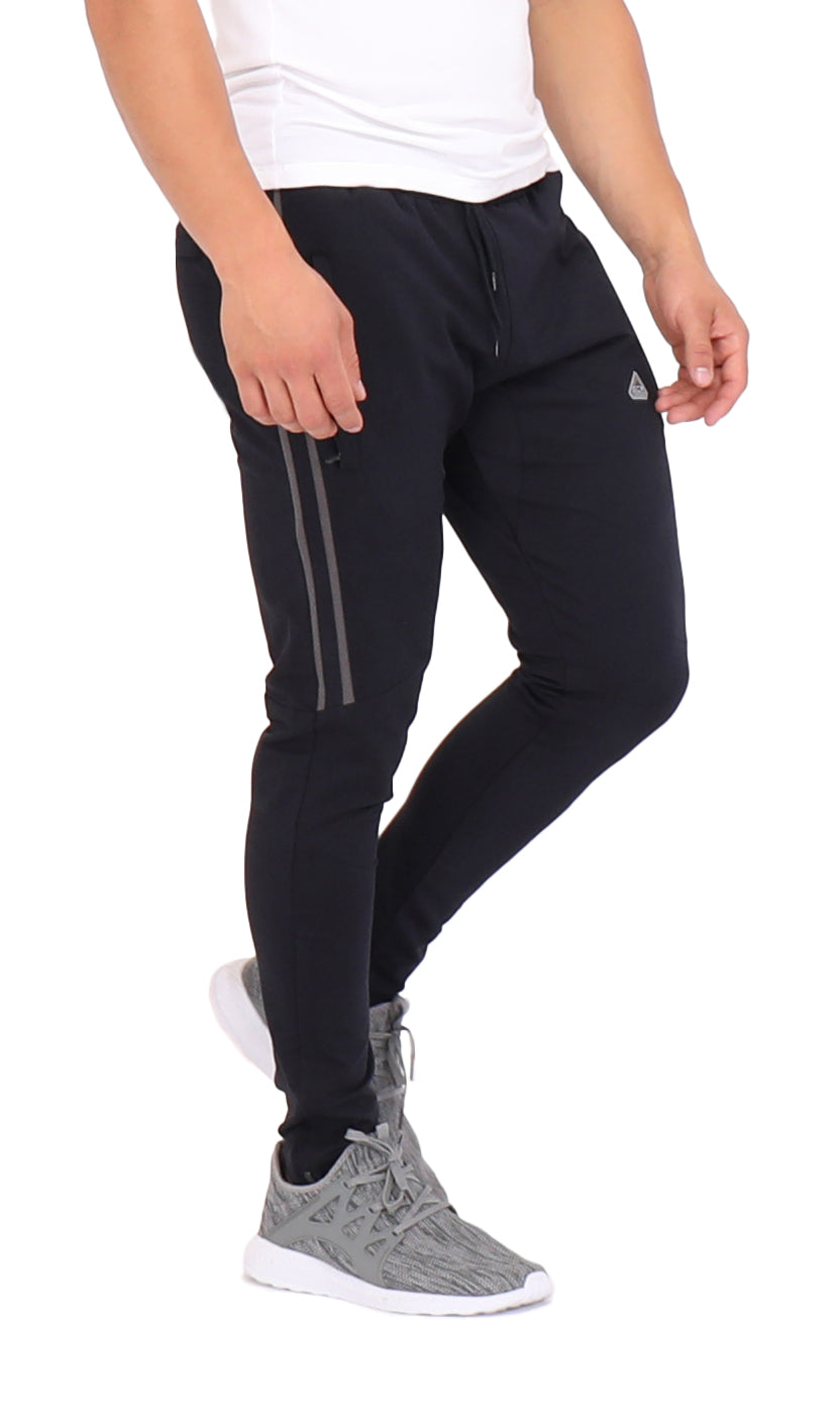 ULTIMATE Flex Jogger sweatpants, dark color with grey side stripes and zip pocket detail