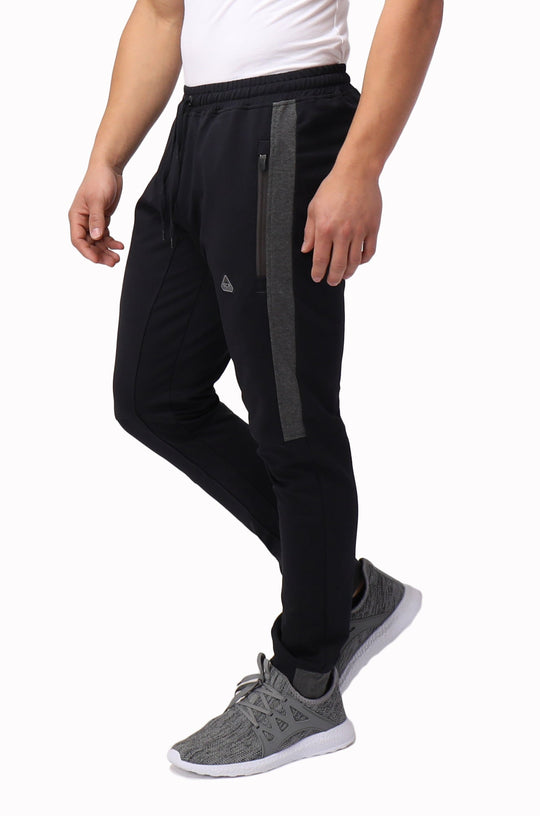 Infinite Flex Jogger TALL black with grey vertical side stripe and zip pocket