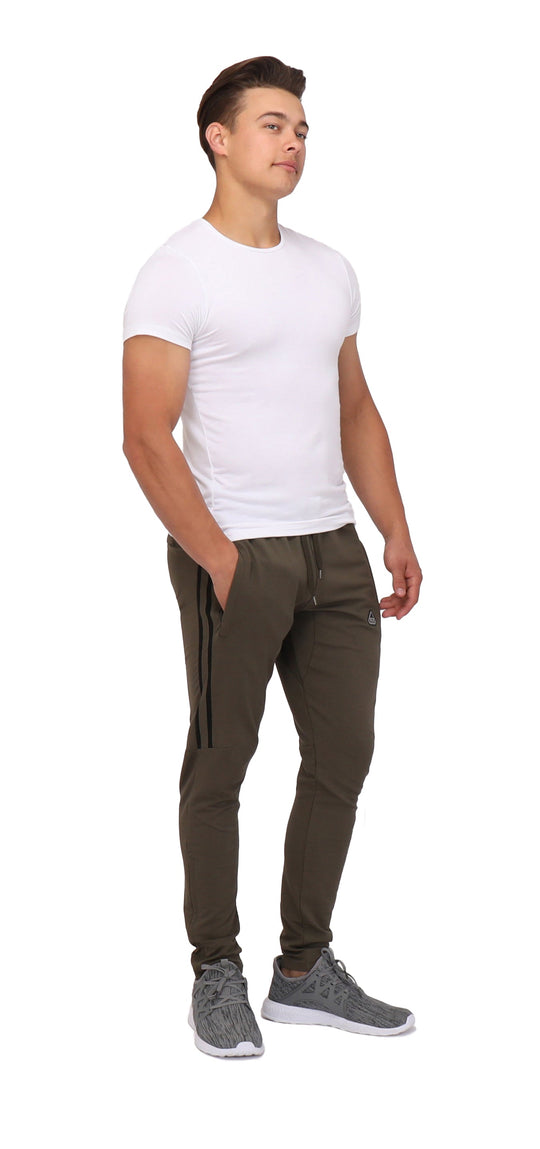 Flex Jogger sweatpants (TALL) in khaki green with black side stripes