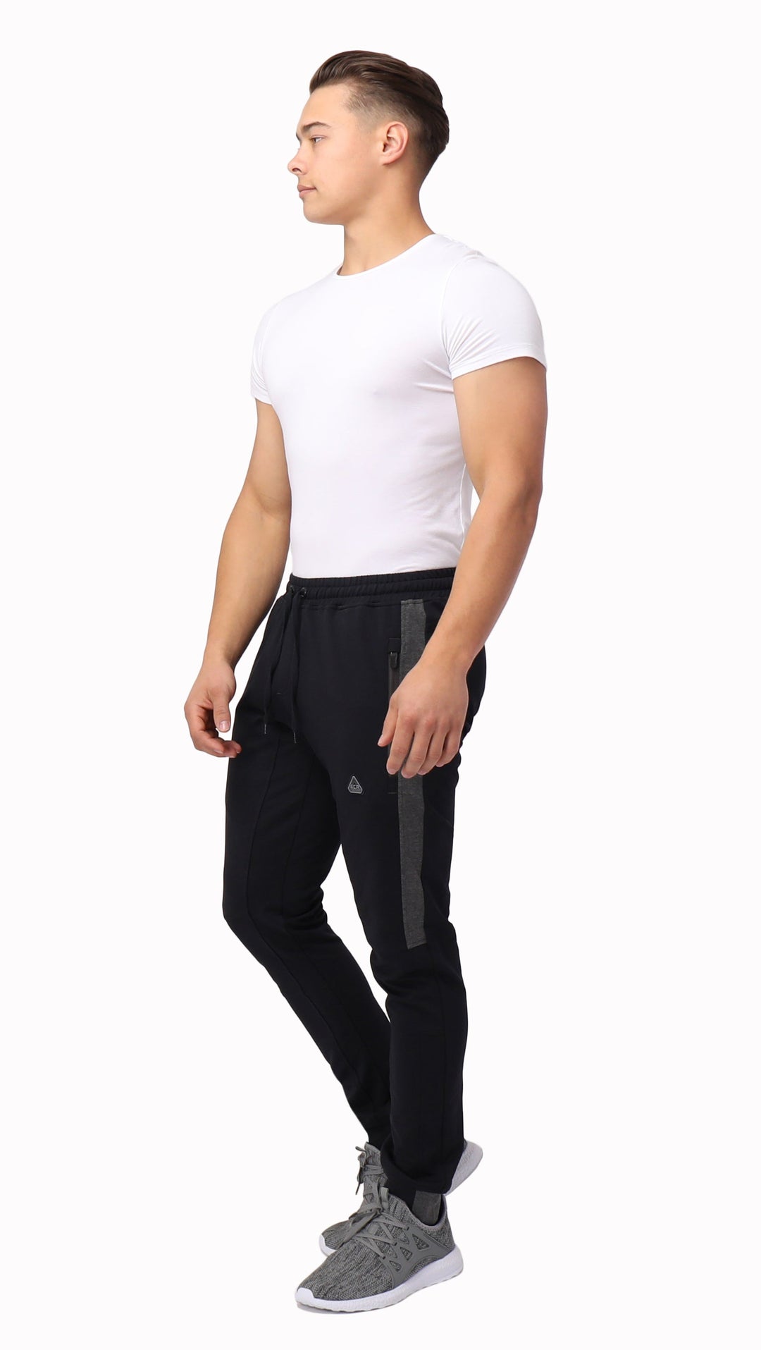 Infinite Flex Jogger TALL in dark black with contrast side panels and tapered legs