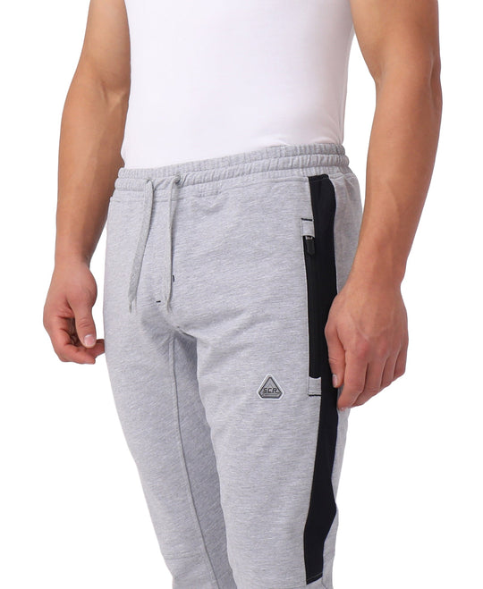 Light grey heather/black Infinite Flex joggers with drawstring waistband and side stripe