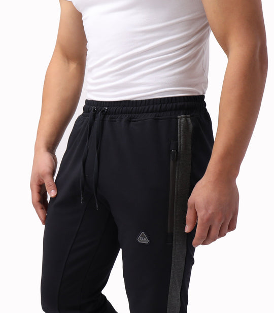Infinite Flex Jogger TALL dark joggers with grey panel stripe, zip pocket detail