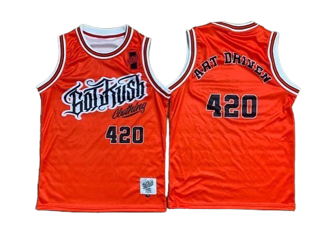 Creed Basketball Jersey rot-orange mit weißem Rand und „420“ Frontprint