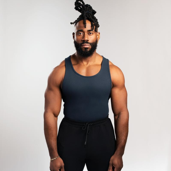 Cotton 340gsm Tank Top in Dunkelblau, eng anliegend mit Rundhalsausschnitt