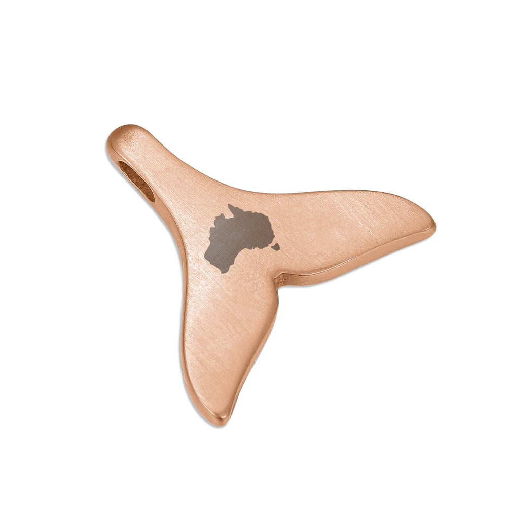Rose gold whale tail necklace pendant with dark inlay detail