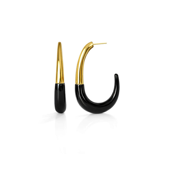 J Hoop earrings mit schwarzem Mittelteil und goldenen Bügelenden