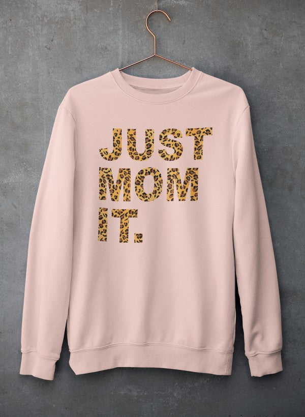 Sweatshirt blush pink mit „JUST MOM IT“ Leopardenprint vorne, langarm