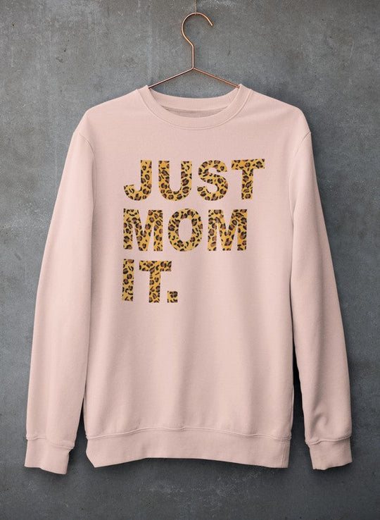 Sweatshirt blush pink mit „JUST MOM IT“ Leopardenprint vorne, langarm