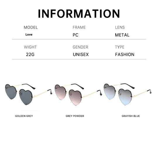 Sunglasses color options: golden gray, grey powder, grayish blue (info chart)