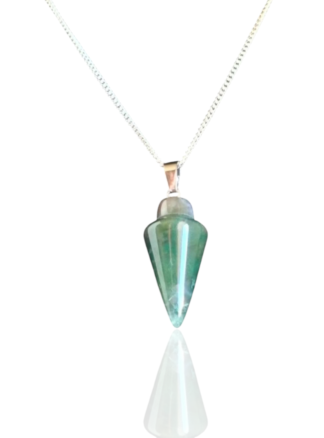Green aventurine teardrop pendant on 925 silver snake chain