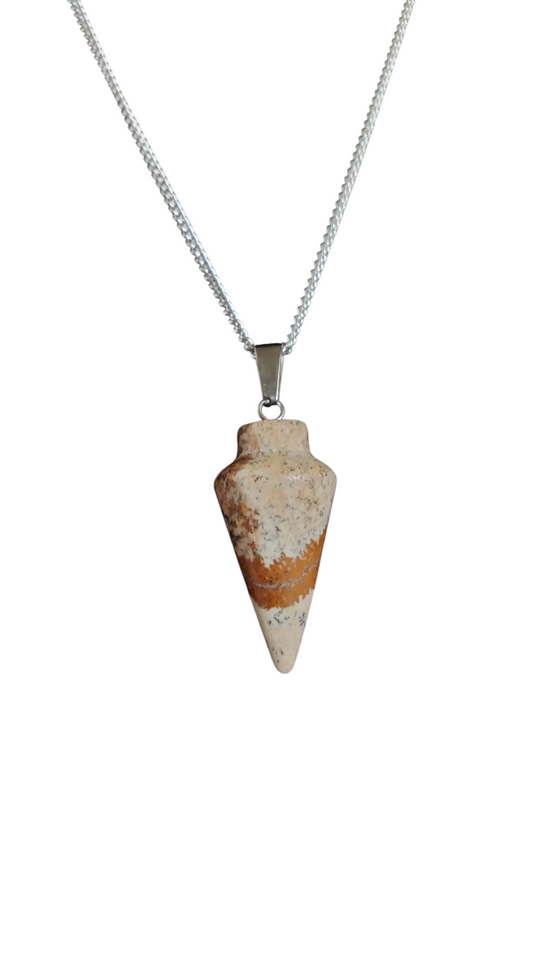 Brown gold stone teardrop pendant on 925 silver snake chain