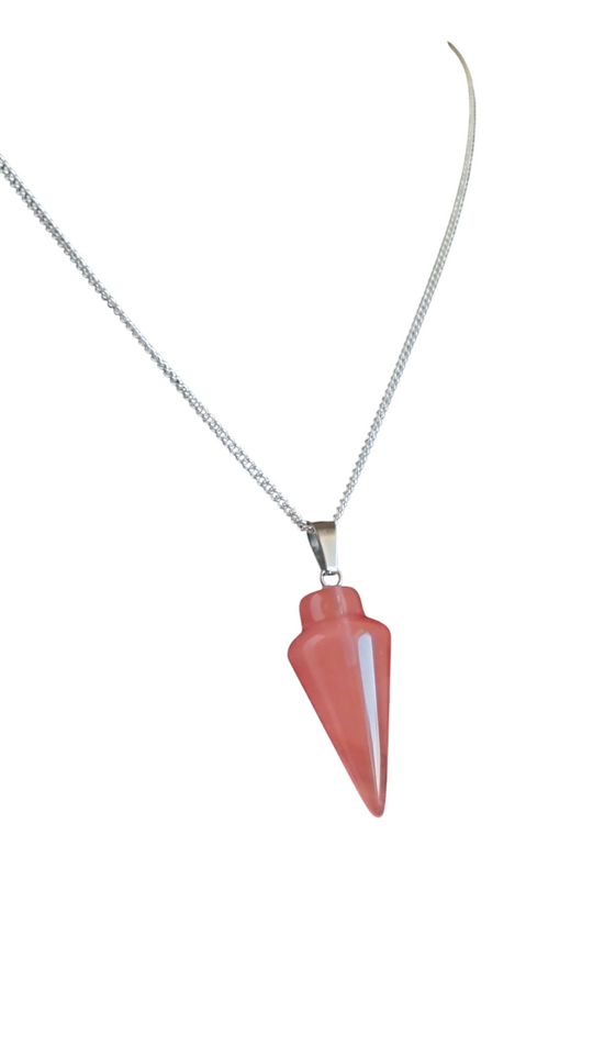 Red jasper teardrop pendant on 925 silver snake chain