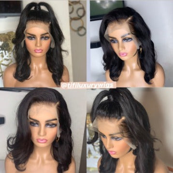 Ciera wig with deep middle part, dark long wavy hair and voluminous styling