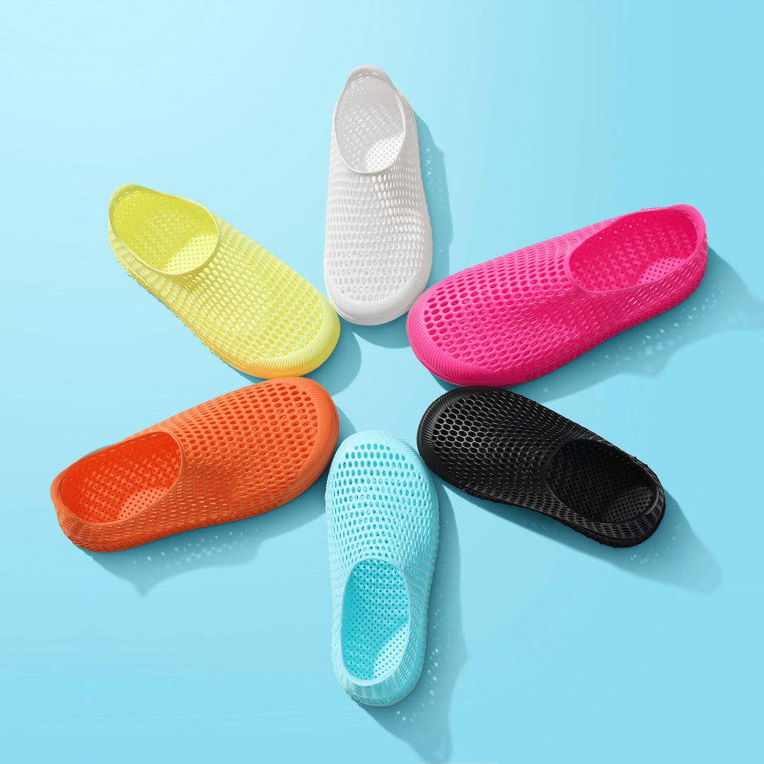 Assorted colors 3D printed kids slip-on shoes with perforated mesh uppers