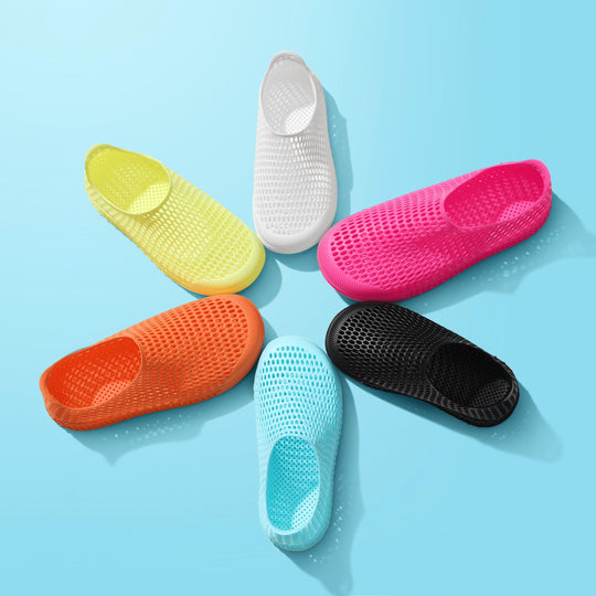 Assorted colors 3D printed kids slip-on shoes with perforated mesh uppers