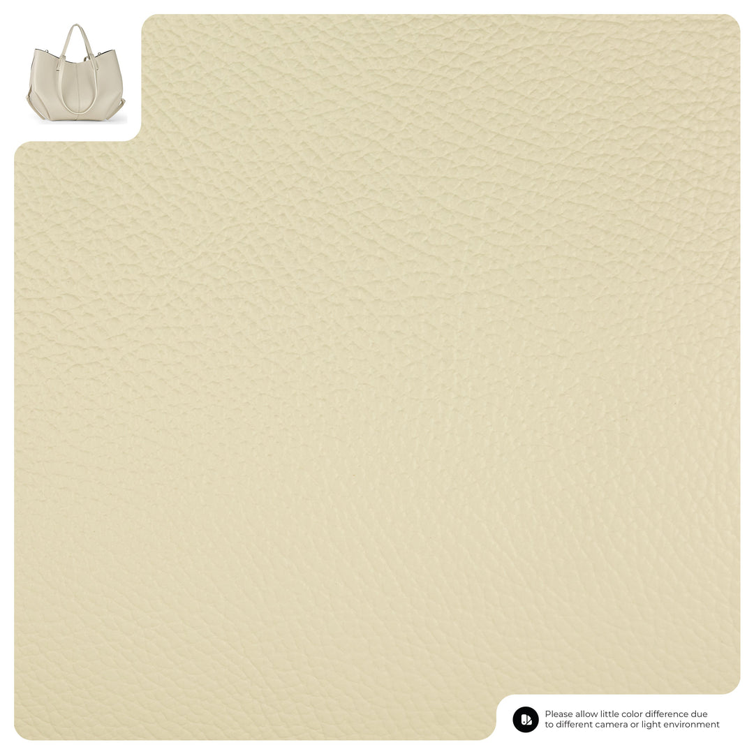 Genuine calf leather tote bag, white pebbled leather texture close-up