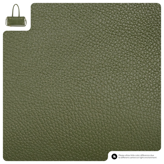 Wildleder/Kalbsleder-Textur in Olivgrün, Detailaufnahme der Schultertasche