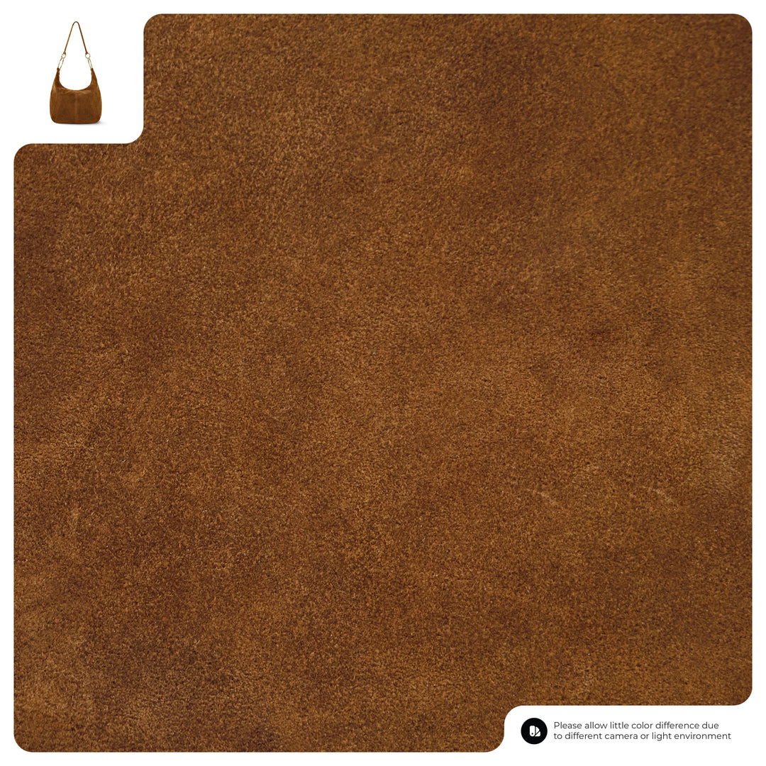 Brown suede fabric close-up with dense grain texture