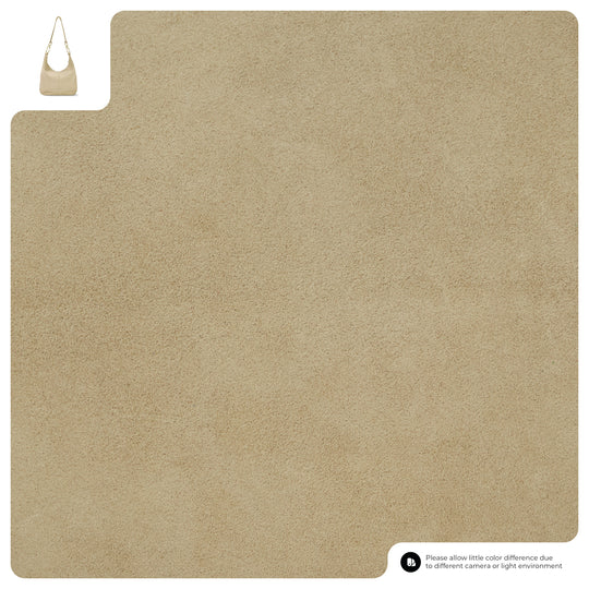 Beige suede hobo bag fabric close-up