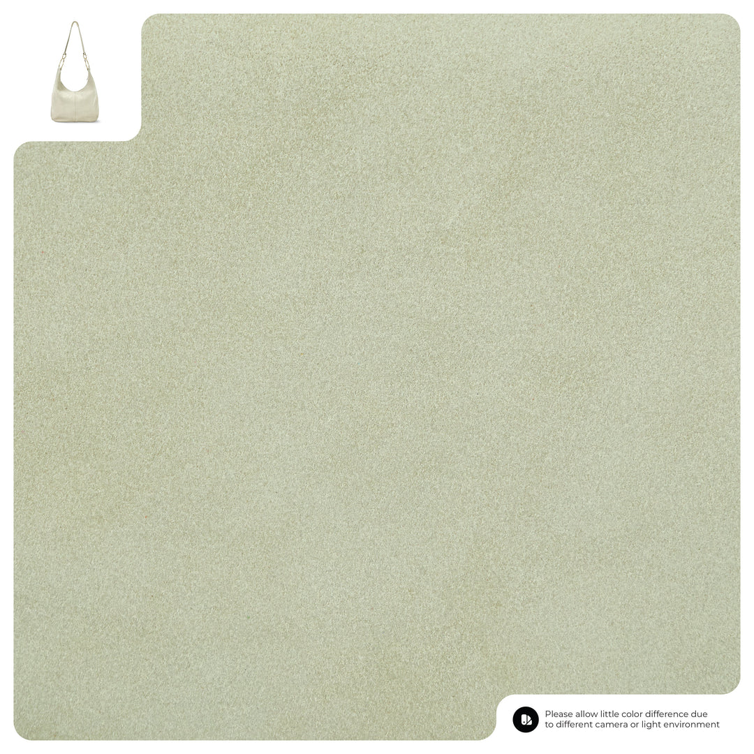 Cream suede texture swatch for hobo bag material