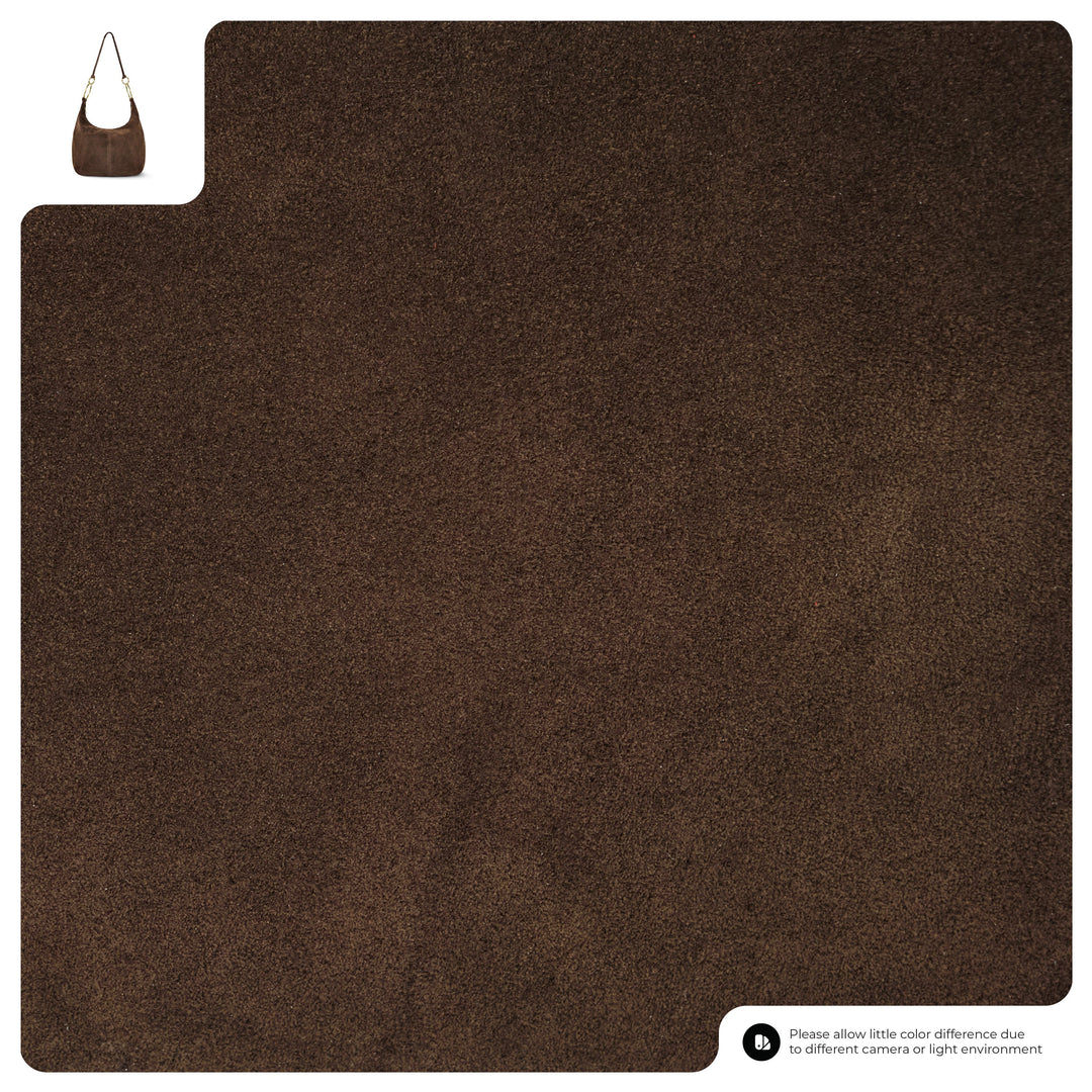 Brown suede texture swatch for hobo bag material