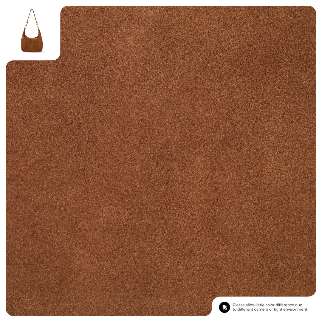 Chocolate suede texture close-up for hobo bag material surface