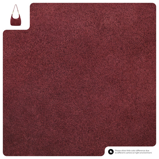 Burgundy suede texture close-up for hobo bag material surface