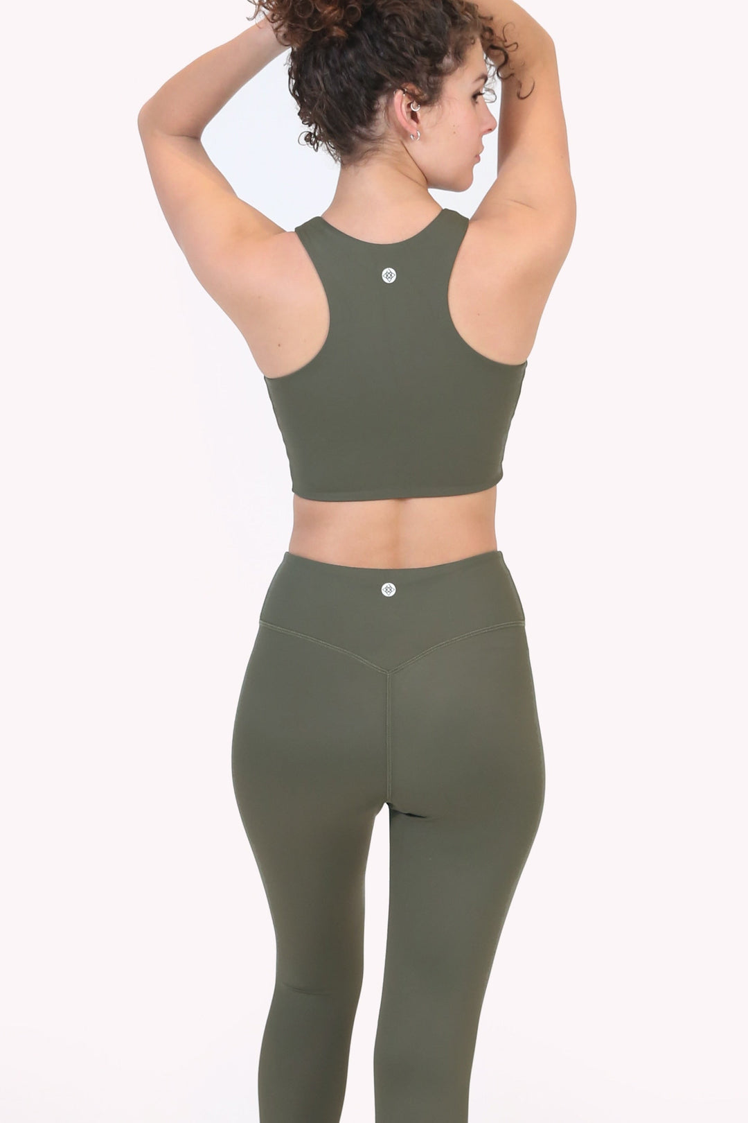 Jade green classic renew bra with racerback and small center logo on back