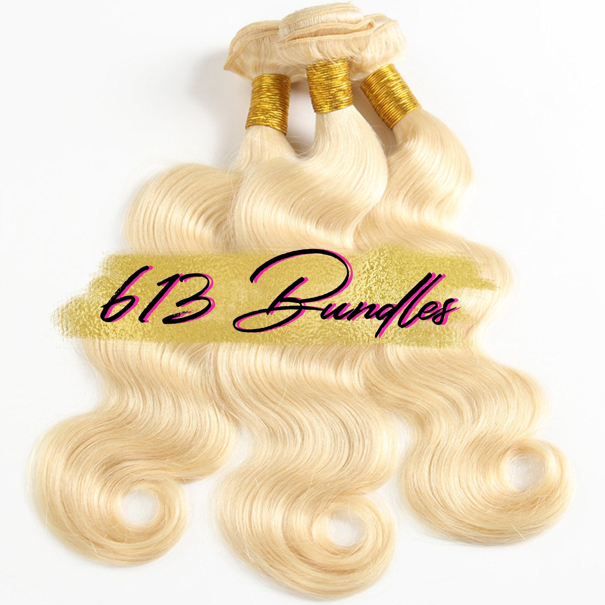 613 raw hair bundles, blonde loose-wave bundles with three wefted pieces