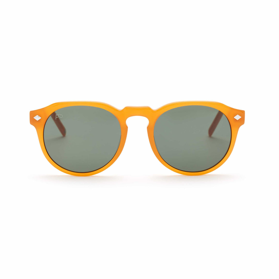 Tribe sunglasses in Blood Orange frame with dark smoke lenses, cat-eye shape