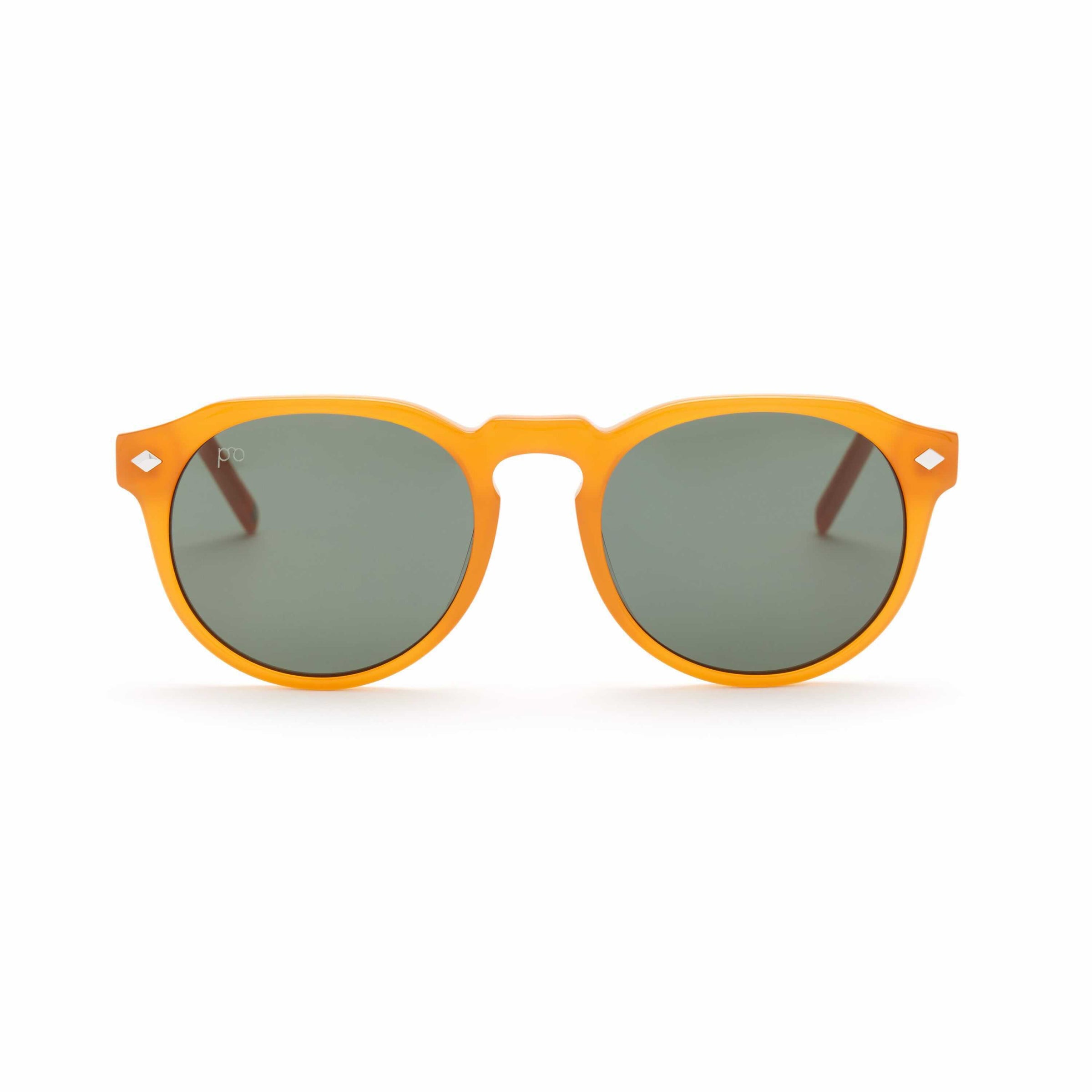 Tribe sunglasses in Blood Orange frame with dark smoke lenses, cat-eye shape