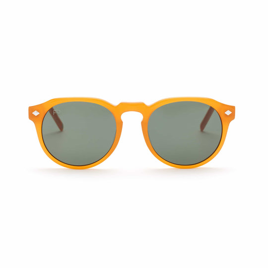 Tribe sunglasses in Blood Orange frame with dark smoke lenses, cat-eye shape