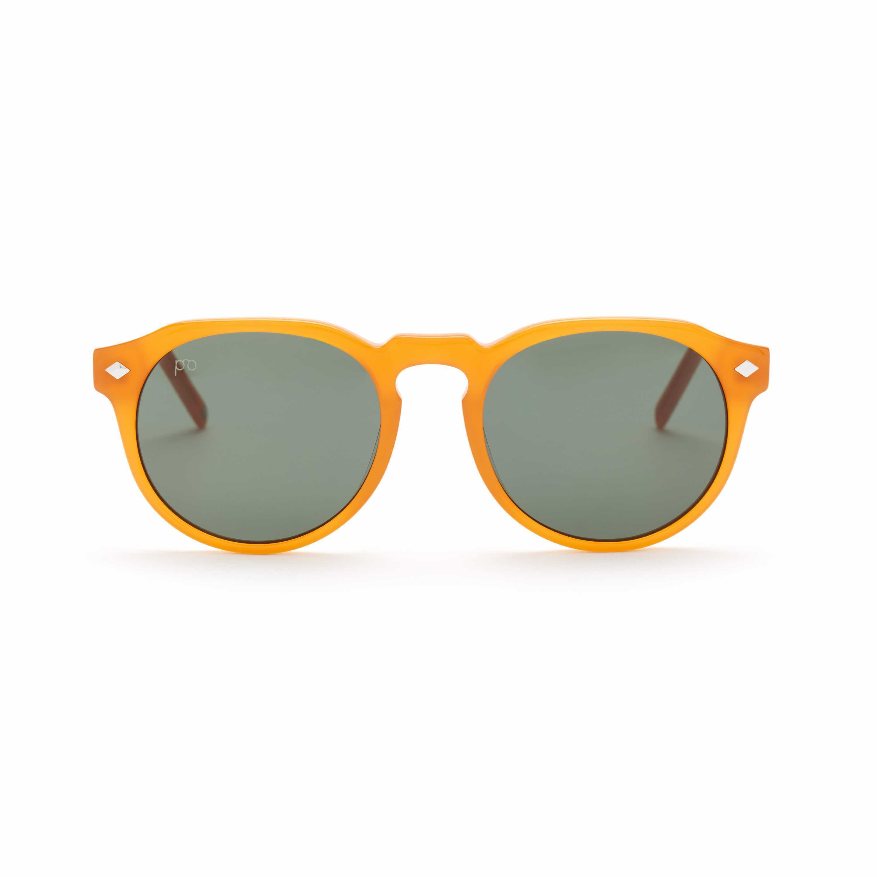 Tribe sunglasses in Blood Orange frame with dark smoke lenses, cat-eye shape