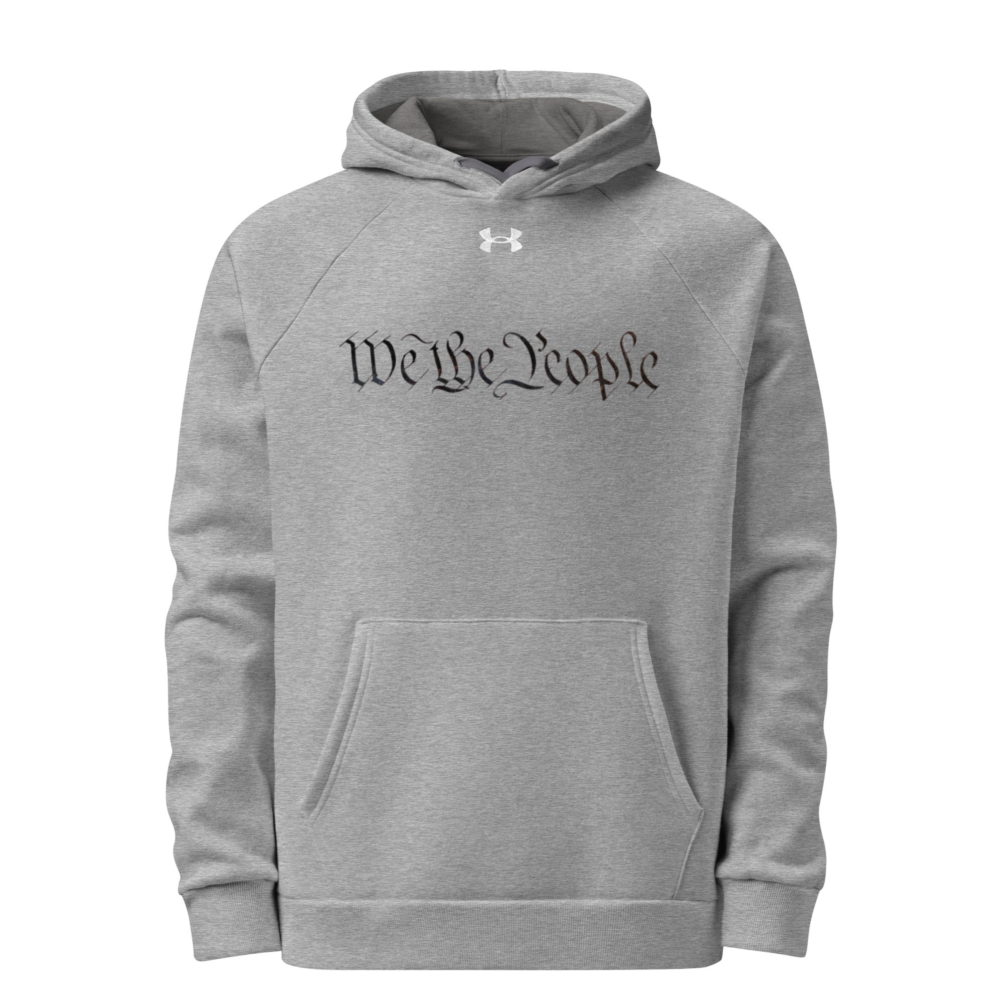 We the People hoodie (grey) with Under Armour logo, front print and kangaroo pocket