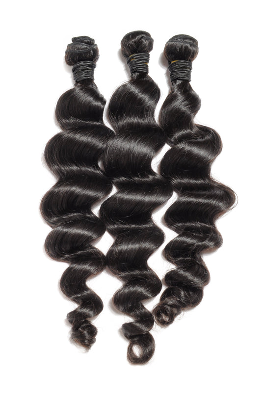 Loose wave hair bundles: dark, loose curls in bundle set